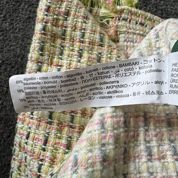Zara Pink Green Tweed Texture Plaid Mini Skort Skirt Womens Size Medium - Picture 4 of 10